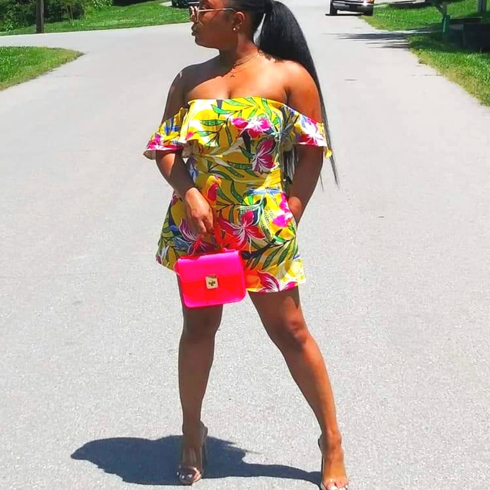 Off Shoulder Floral Romper